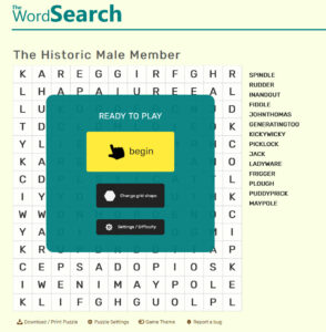 Word Search - The Historic Male Member