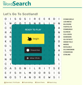Word Search - Let's Go to Scotland!